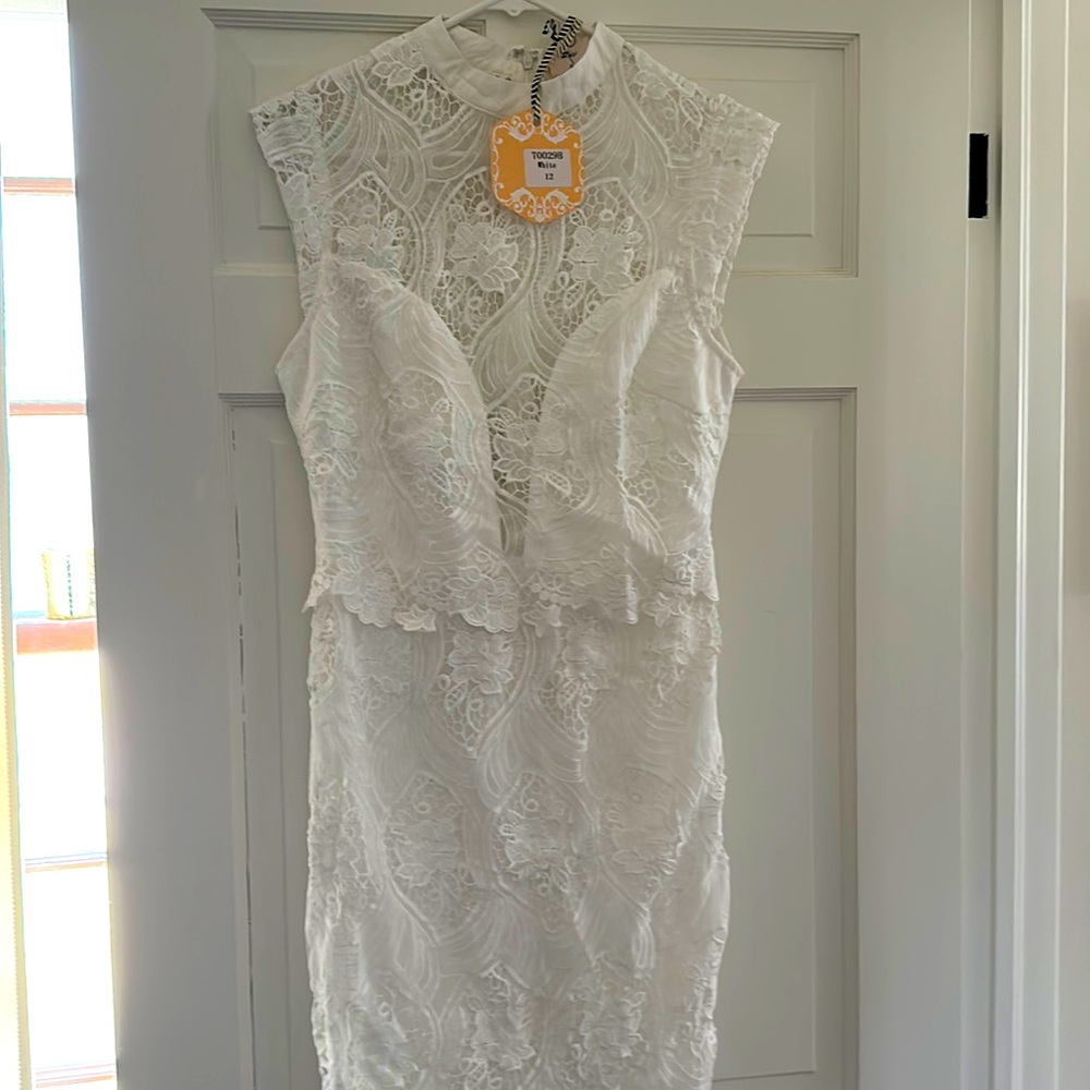 White lace midi dress